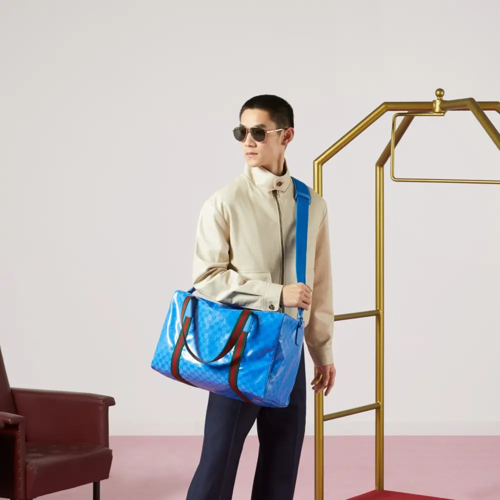 Túi Gucci Large Duffle Bag With Web 'Blue' 758664-FACK6-4353 - Ảnh 7
