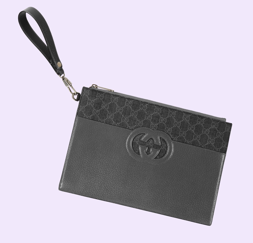 Alternative view of Túi Nam Gucci Pouch With Cut-out Interlocking G 'Black' 723320-K9GSN-1151