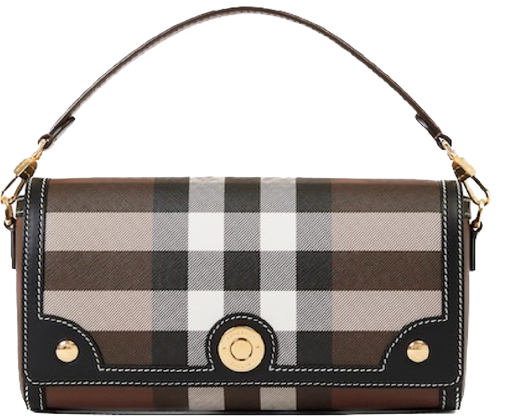 Túi Burberry Note Leather Check Handbag 'Dark Brown Birch' 80661671
