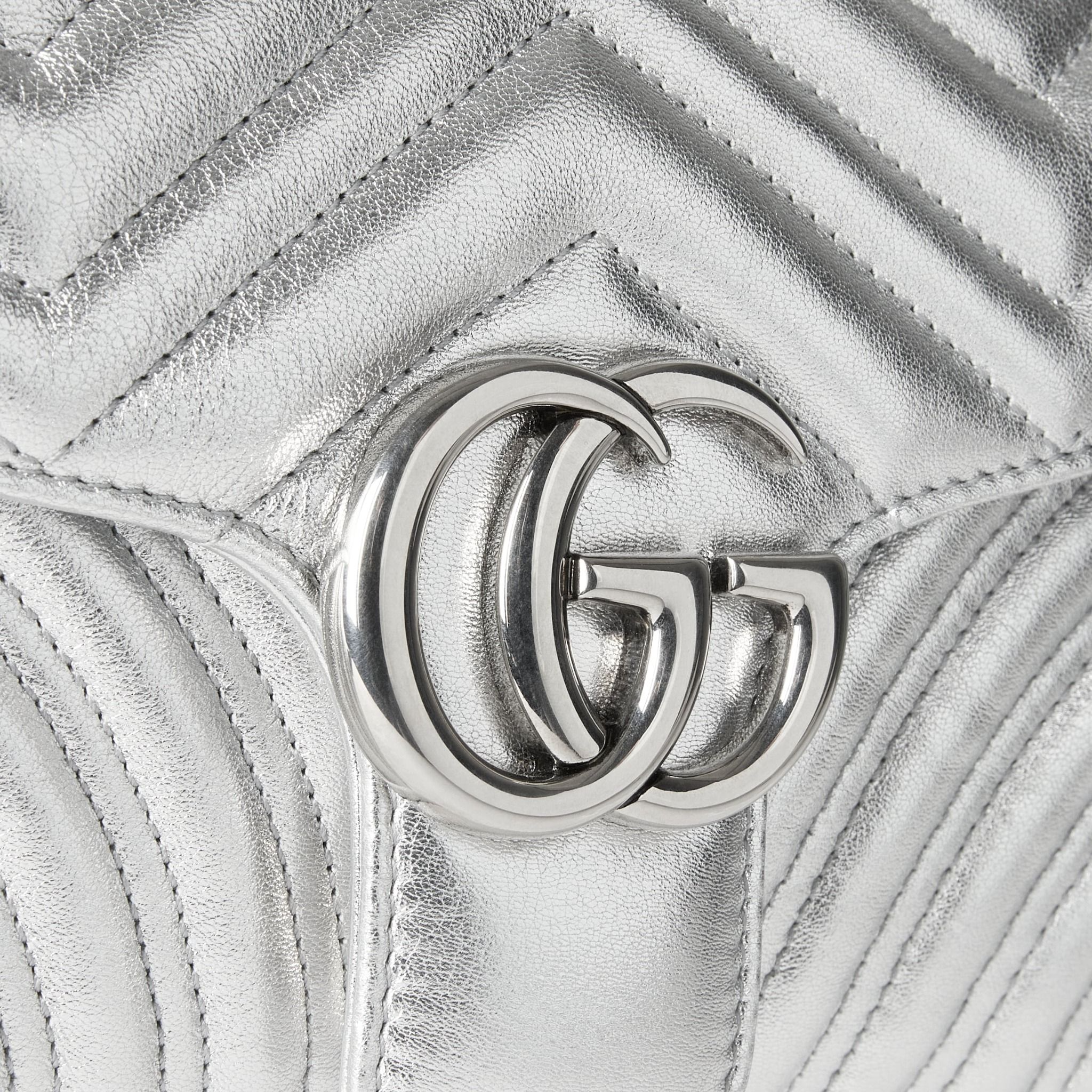Túi Nữ Gucci GG Marmont Small Shoulder Bag 'Silver' 443497-AAESO-8106 - Ảnh 6