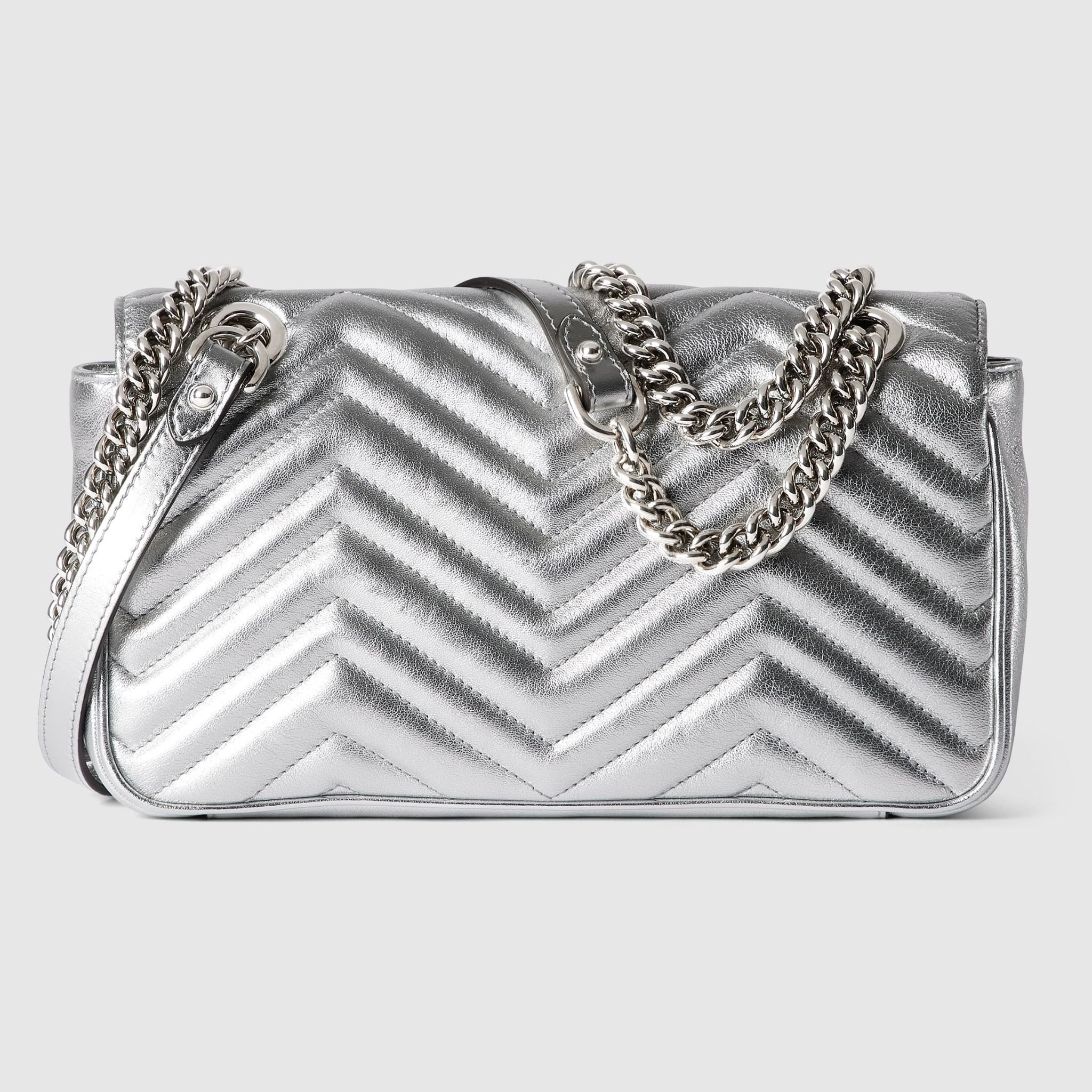 Túi Nữ Gucci GG Marmont Small Shoulder Bag 'Silver' 443497-AAESO-8106 - Ảnh 5