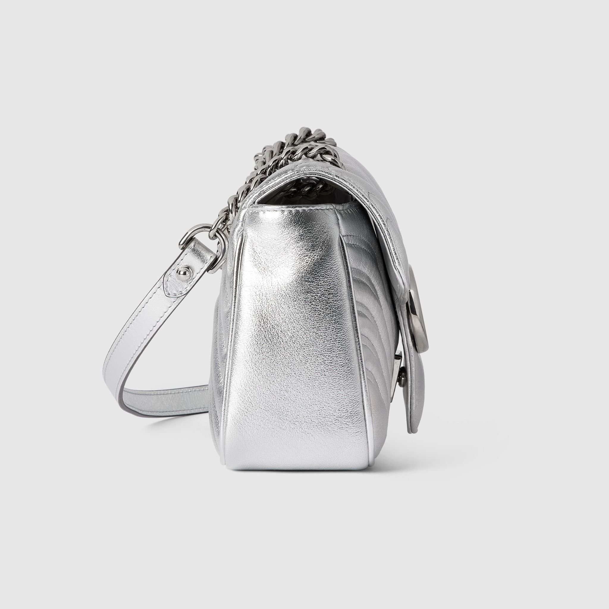 Túi Nữ Gucci GG Marmont Small Shoulder Bag 'Silver' 443497-AAESO-8106 - Ảnh 4