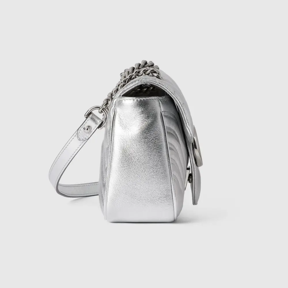 Túi Nữ Gucci GG Marmont Small Shoulder Bag 'Silver' 443497-AAESO-8106 - Ảnh 4
