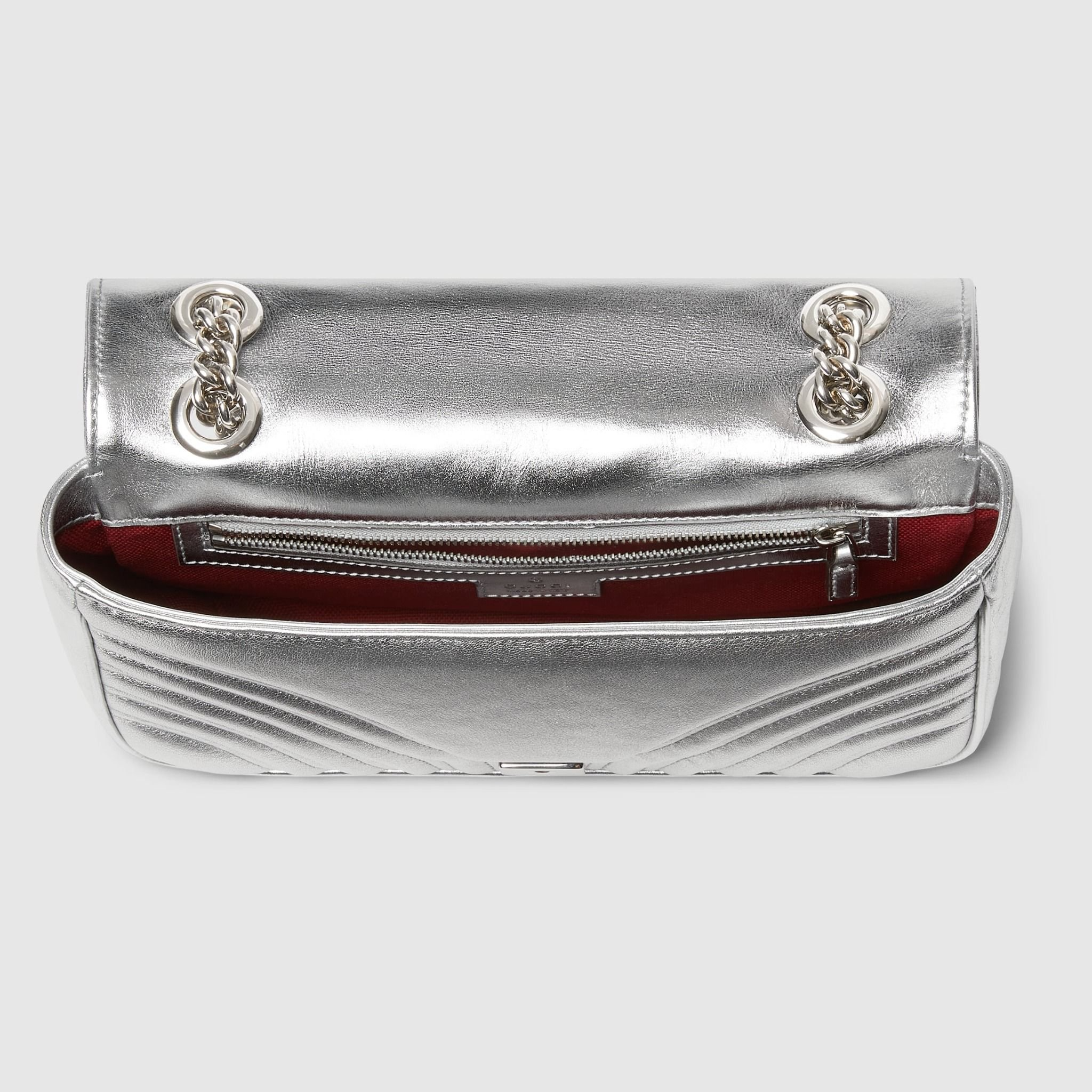 Túi Nữ Gucci GG Marmont Small Shoulder Bag 'Silver' 443497-AAESO-8106 - Ảnh 3