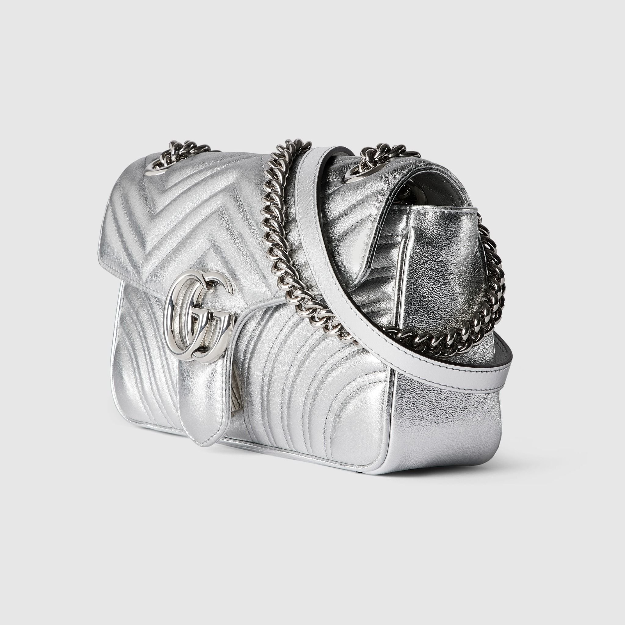 Túi Nữ Gucci GG Marmont Small Shoulder Bag 'Silver' 443497-AAESO-8106 - Ảnh 7