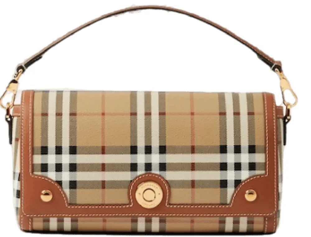 Túi Burberry Note Leather Check Handbag 'Briarwood' 80661651