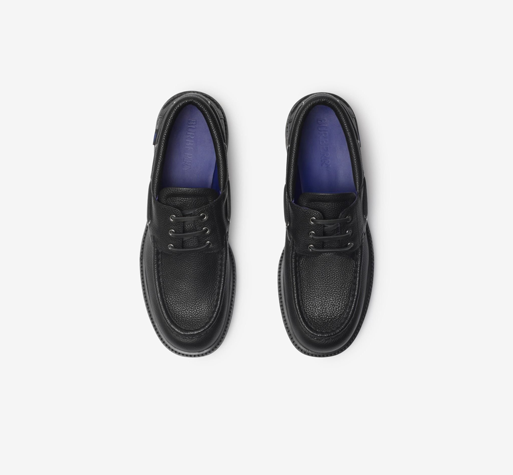 Giày Burberry Leather Raft Boat Shoes ‘Black’ 81015391 - Ảnh 2