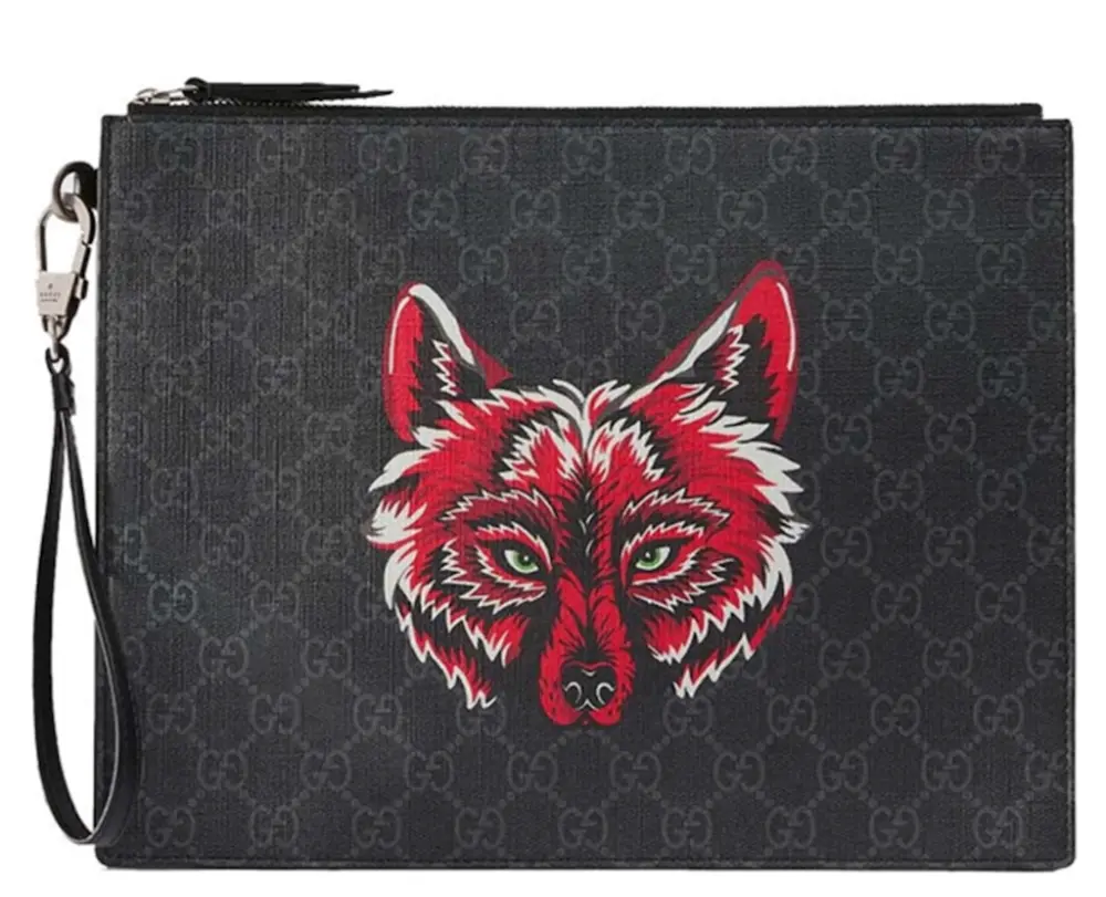 Túi Gucci Bestiary Pouch With Wolf 'Black' 547084-914AN-9789
