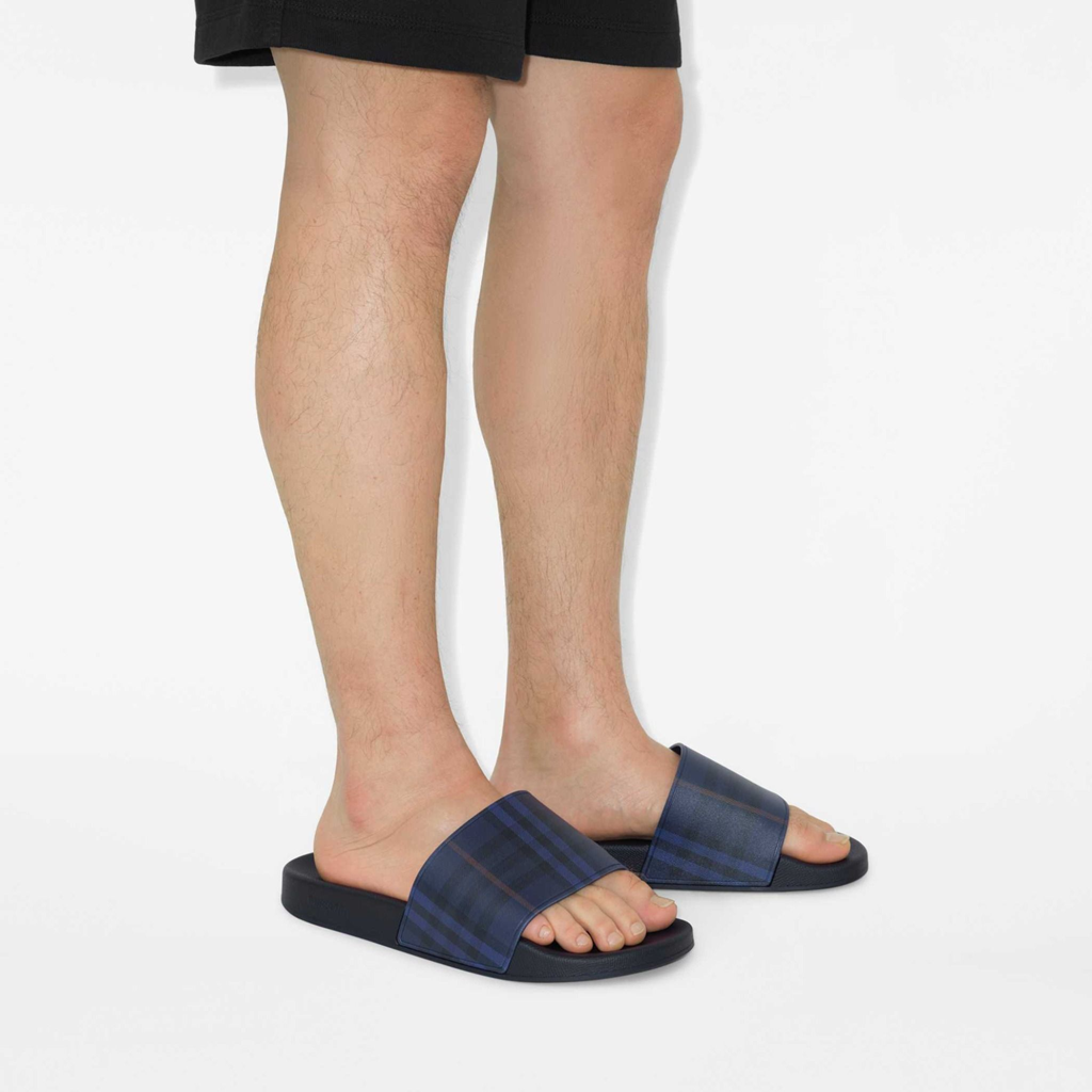 Alternative view of Dép Burberry Check Slides 'Midnight' 81075151