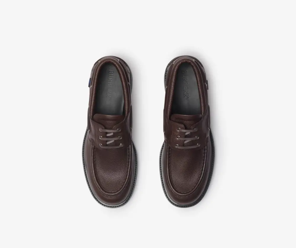 Giày Burberry Leather Raft Boat Shoes 'Log' 81016671 - Ảnh 4