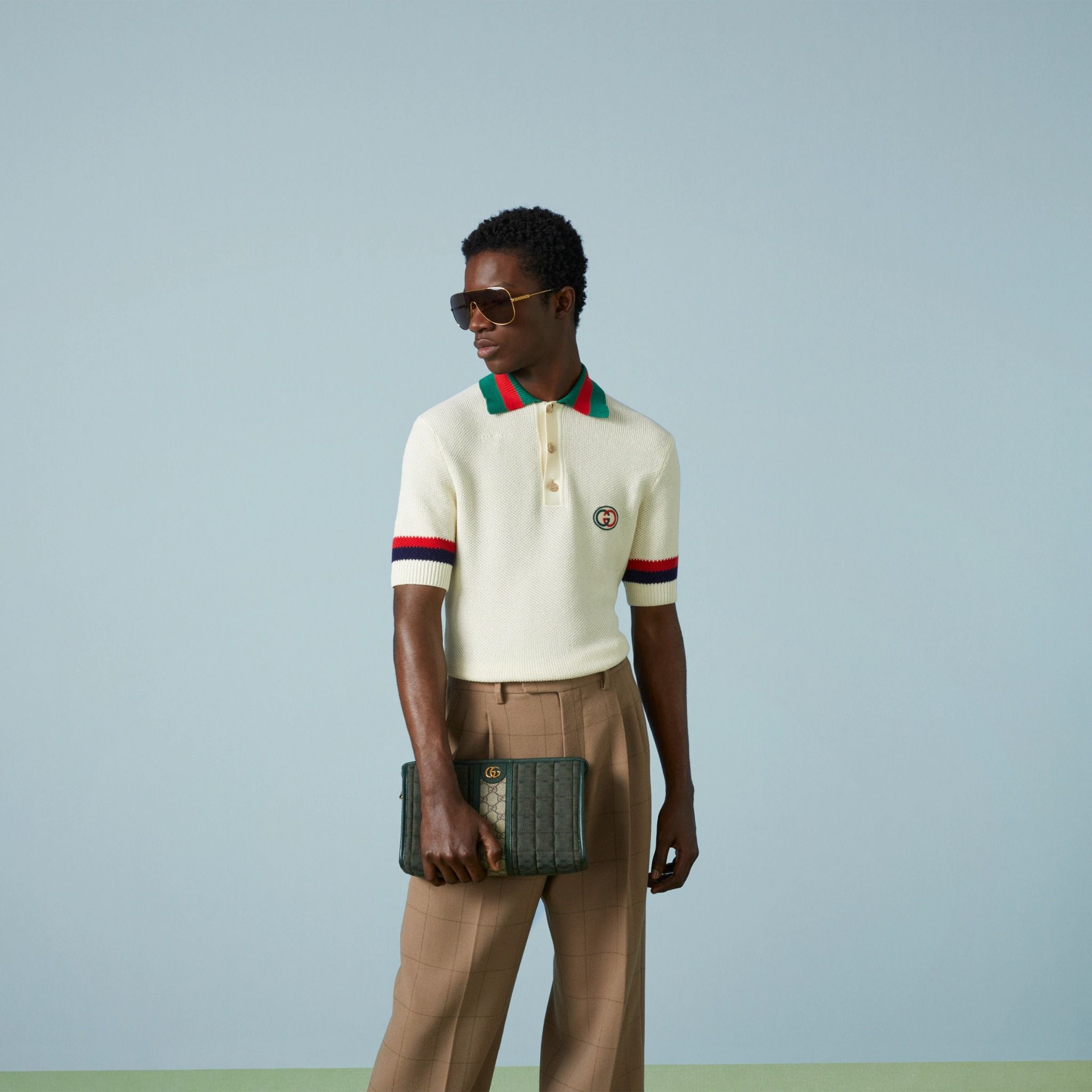 Túi Gucci Mini GG Canvas Pouch 'Green' 751912-FAB7W-3046 - Ảnh 8