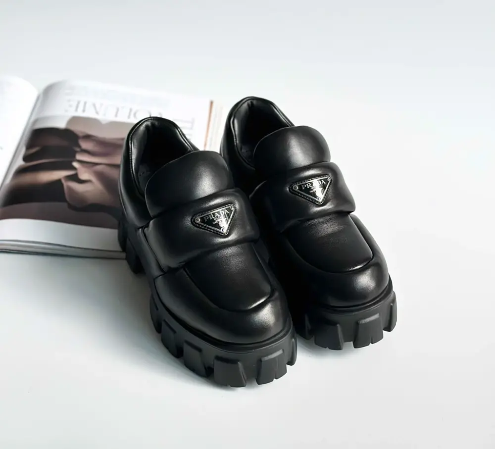 Giày Prada Brushed Leather Monolith Loafers ‘Black’ 1D649M-B4L-F0002 - Ảnh 3
