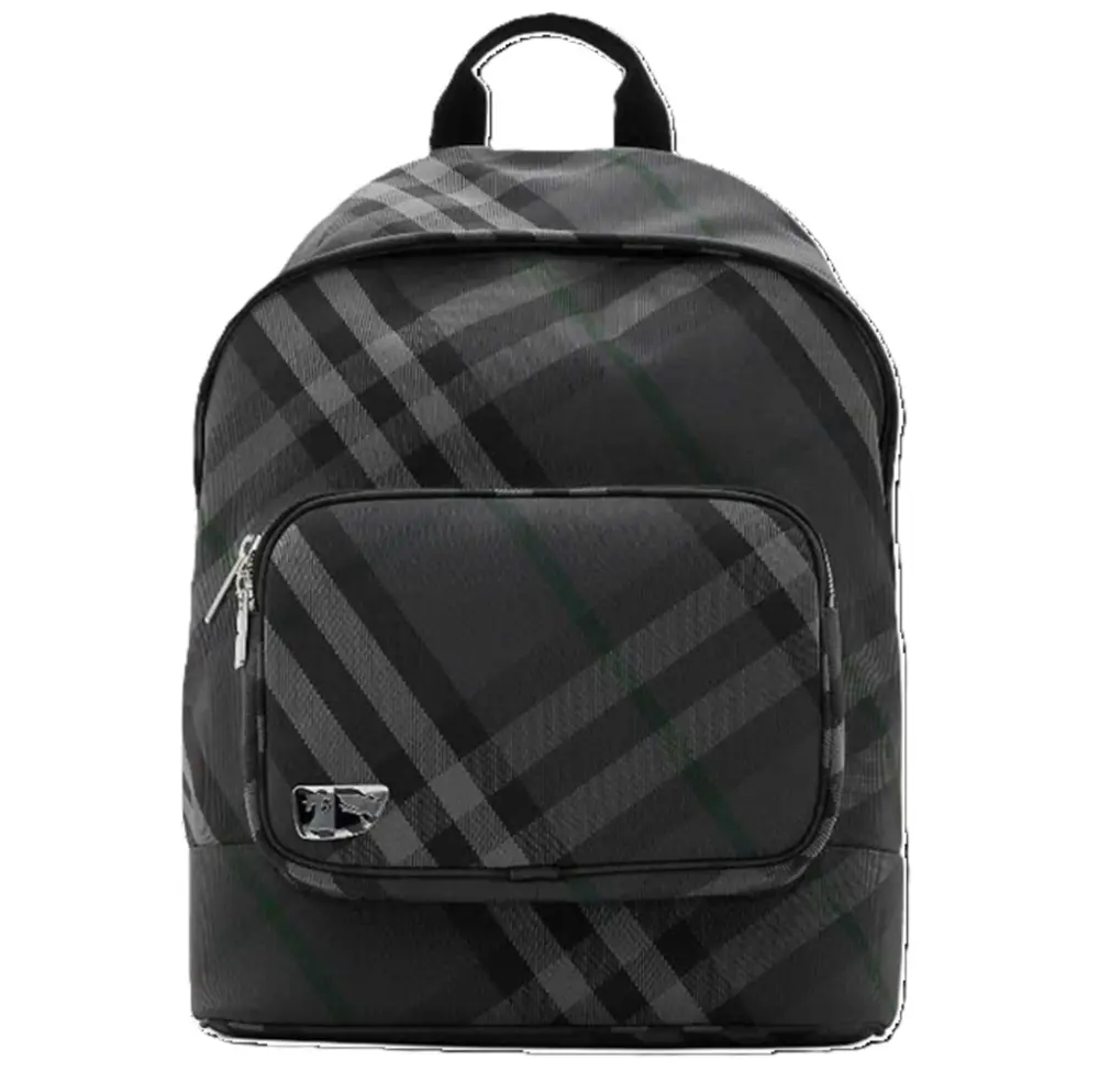Balo Burberry Grid Check Zipper Closure Polyamide 'Charcoal' 80973471