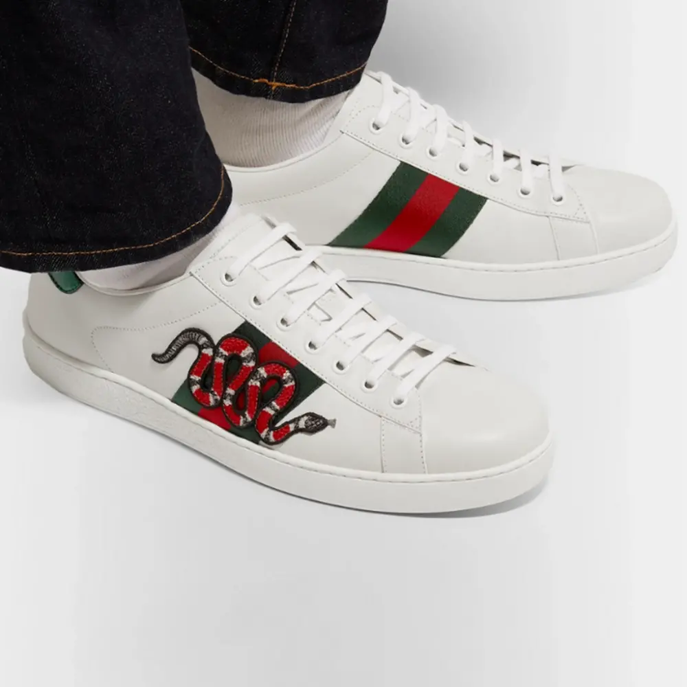 Giày Gucci Ace Embroidered Snake 'White' 456230-A38G0-9064 - Ảnh 3