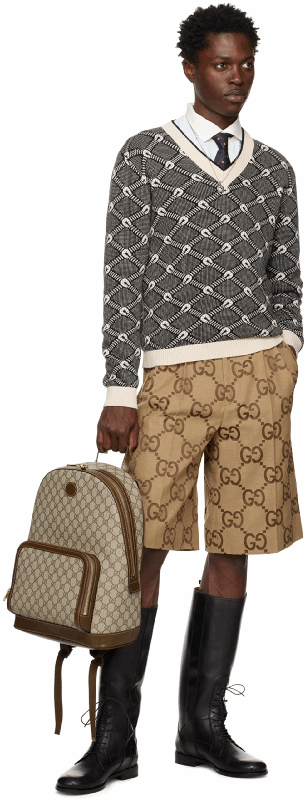 Balo Gucci GG Supreme Backpack 'Beige Brown' 704017-FAA0R-9795 - Ảnh 4