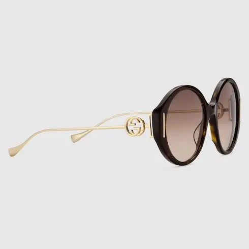 Kính Gucci Round Frame Sunglasses 'Gradient Brown' 706694-J0740-2323 - Ảnh 4
