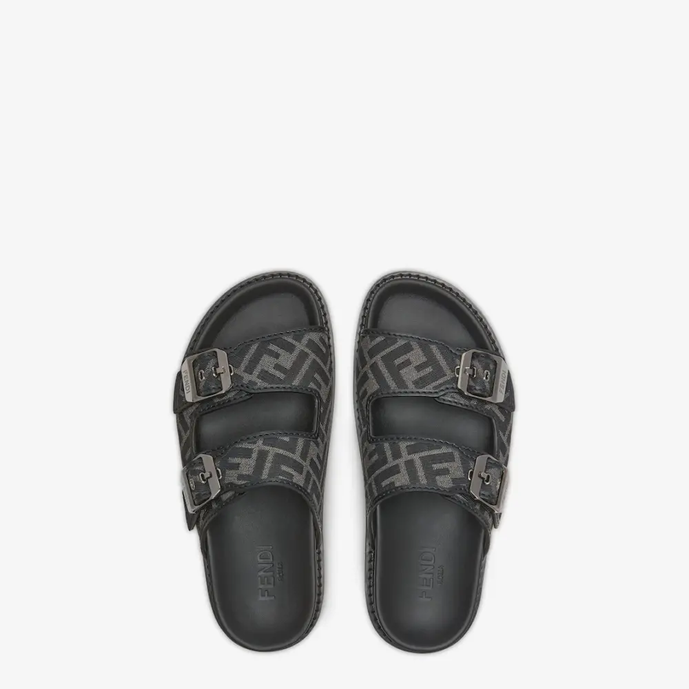 Dép Fendi Feel Jacquard Fabric Sandals 'Black' 7X1604AJZFF0TUY - Ảnh 5