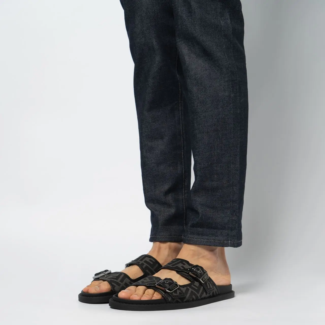 Dép Fendi Feel Jacquard Fabric Sandals 'Black' 7X1604AJZFF0TUY - Ảnh 3