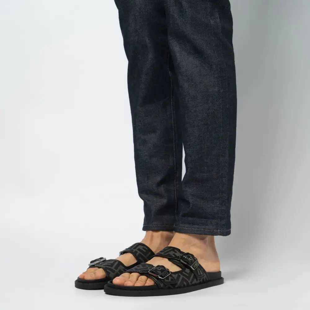 Dép Fendi Feel Jacquard Fabric Sandals 'Black' 7X1604AJZFF0TUY - Ảnh 3