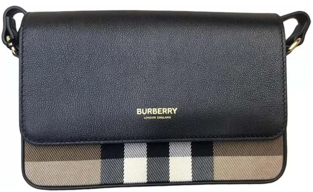 Túi Burberry Check Leather Crossbody Bag 'Black' 8084028