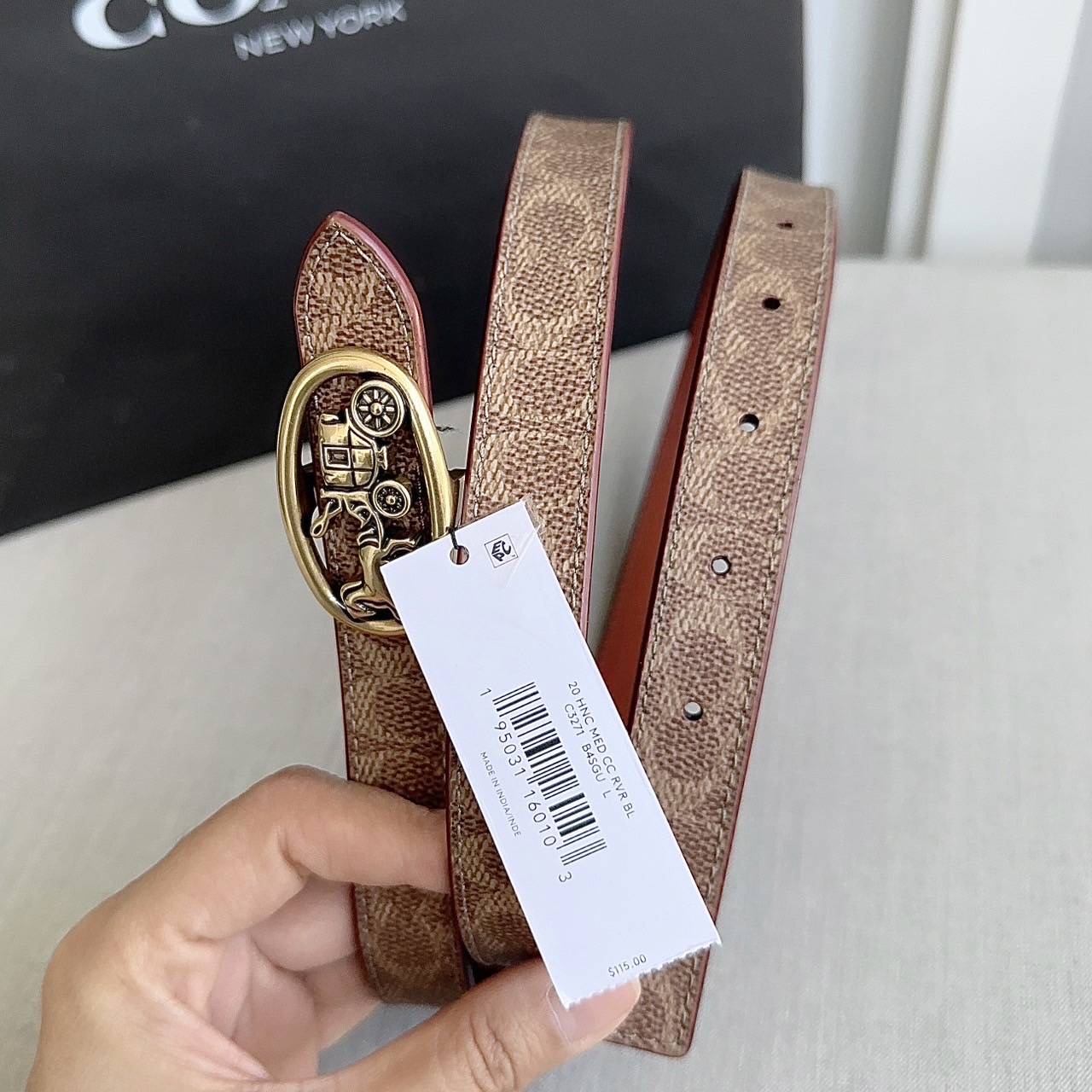 Thắt Lưng Coach Horse Medallion Buckle Belt 'Brown' C3271-B4SGU - Ảnh 3