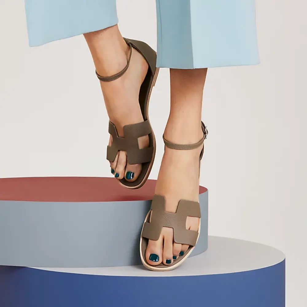 Alternative view of Dép Hermes Santorini Sandal 'Etoupe' H182138Z-X3370