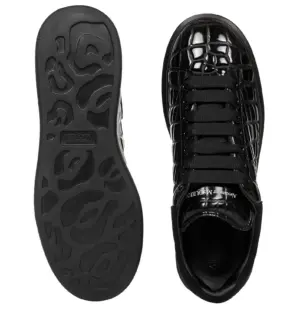 Giày Alexander McQueen Oversized Sneaker ‘Black Crocodile’ 625173-W4MU1-1000 - Ảnh 6