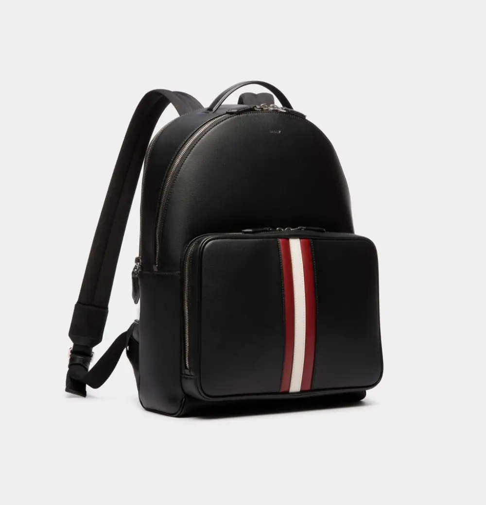 Balo Bally Mythos Backpack Recycled Leather 'Black' 6308460 - Ảnh 4