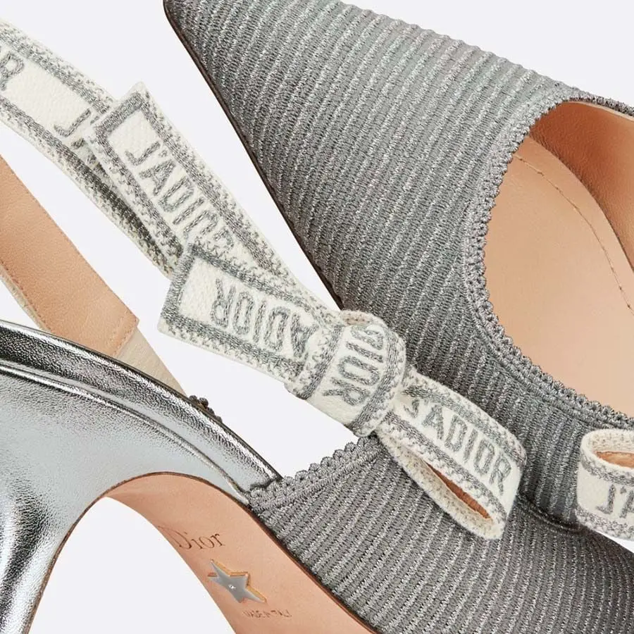 Giày Dior J'adior Slingback Pump Metallic Fabric 'Silver' KCP866ELF-S75K - Ảnh 3
