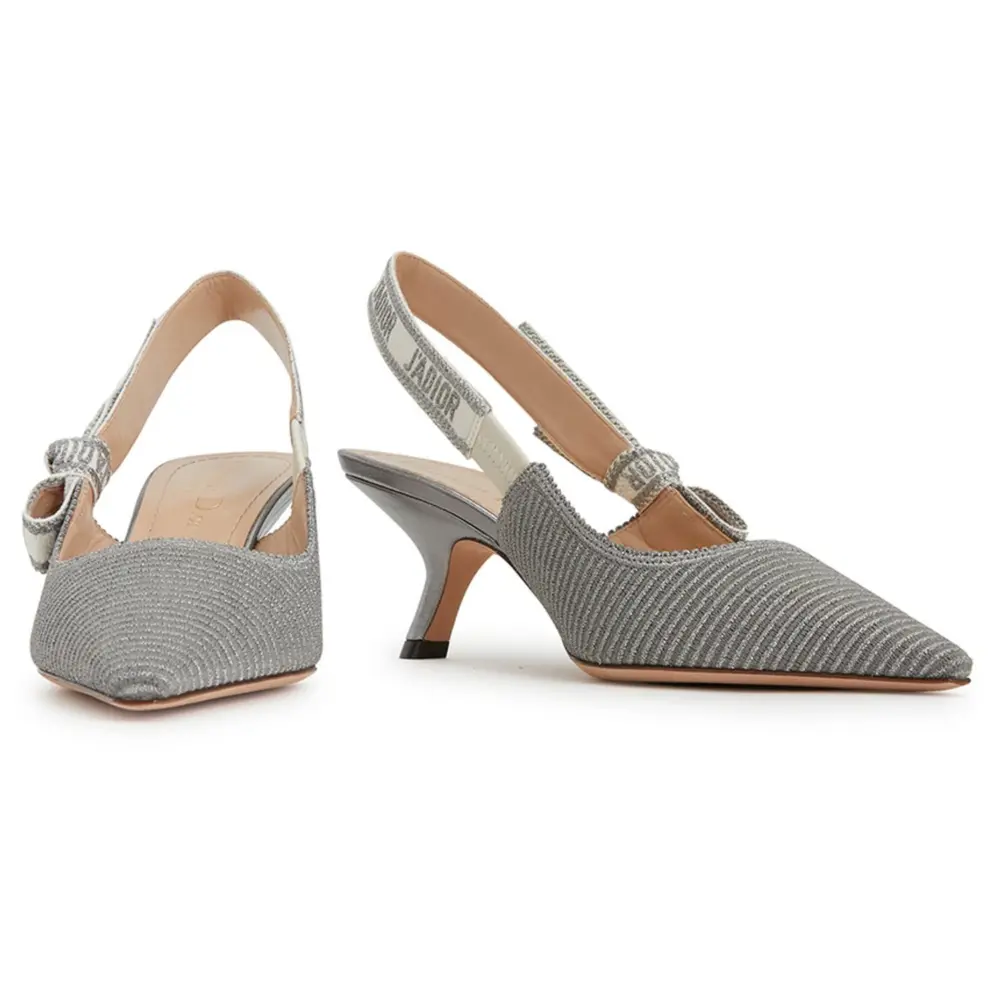Giày Dior J'adior Slingback Pump Metallic Fabric 'Silver' KCP866ELF-S75K - Ảnh 6