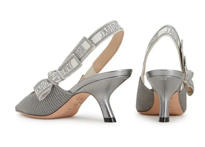Giày Dior J'adior Slingback Pump Metallic Fabric 'Silver' KCP866ELF-S75K - Ảnh 4