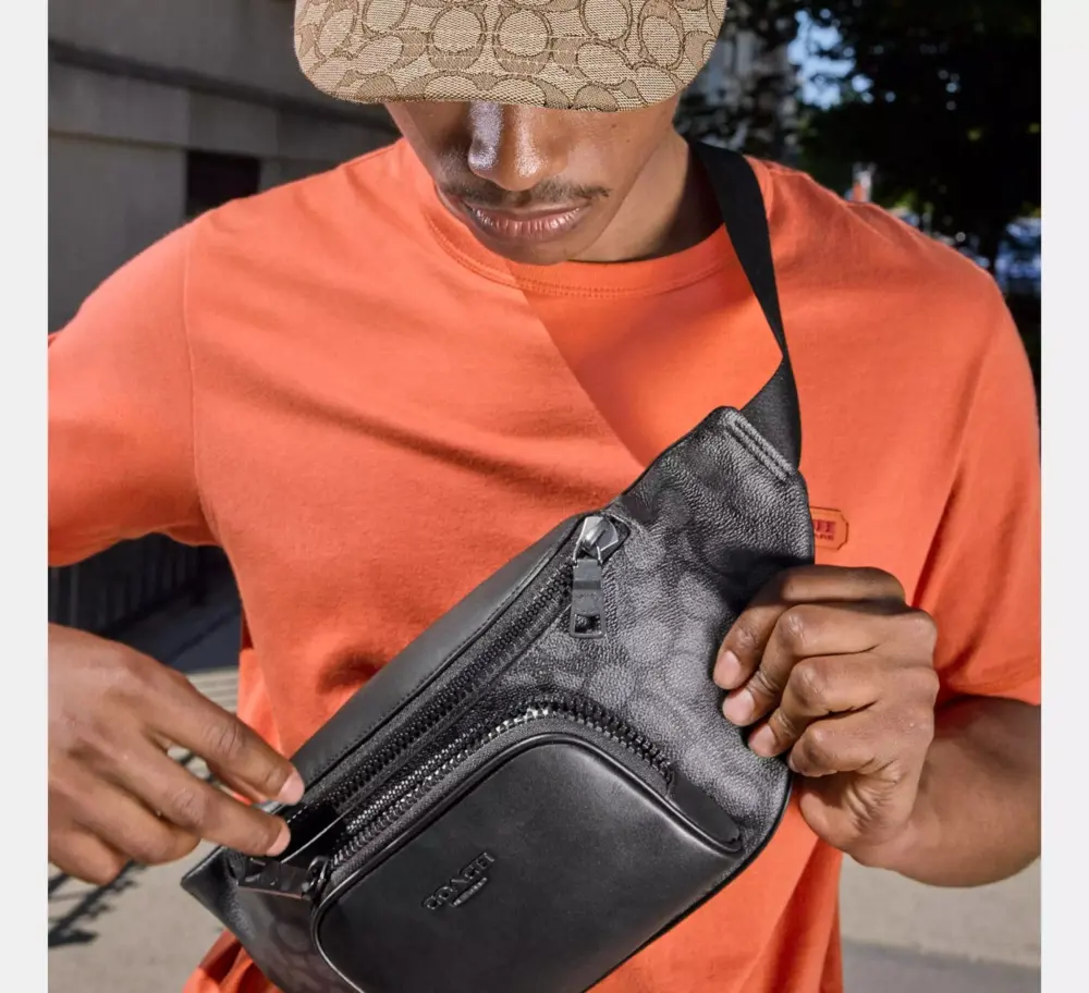 Túi Coach Racer Belt Bag ‘Black’ CT714-QBMI5 - Ảnh 4