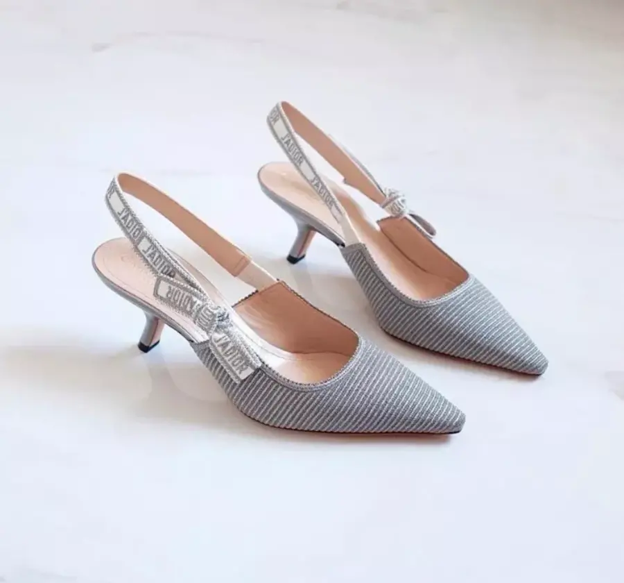 Giày Dior J'adior Slingback Pump Metallic Fabric 'Silver' KCP866ELF-S75K - Ảnh 2