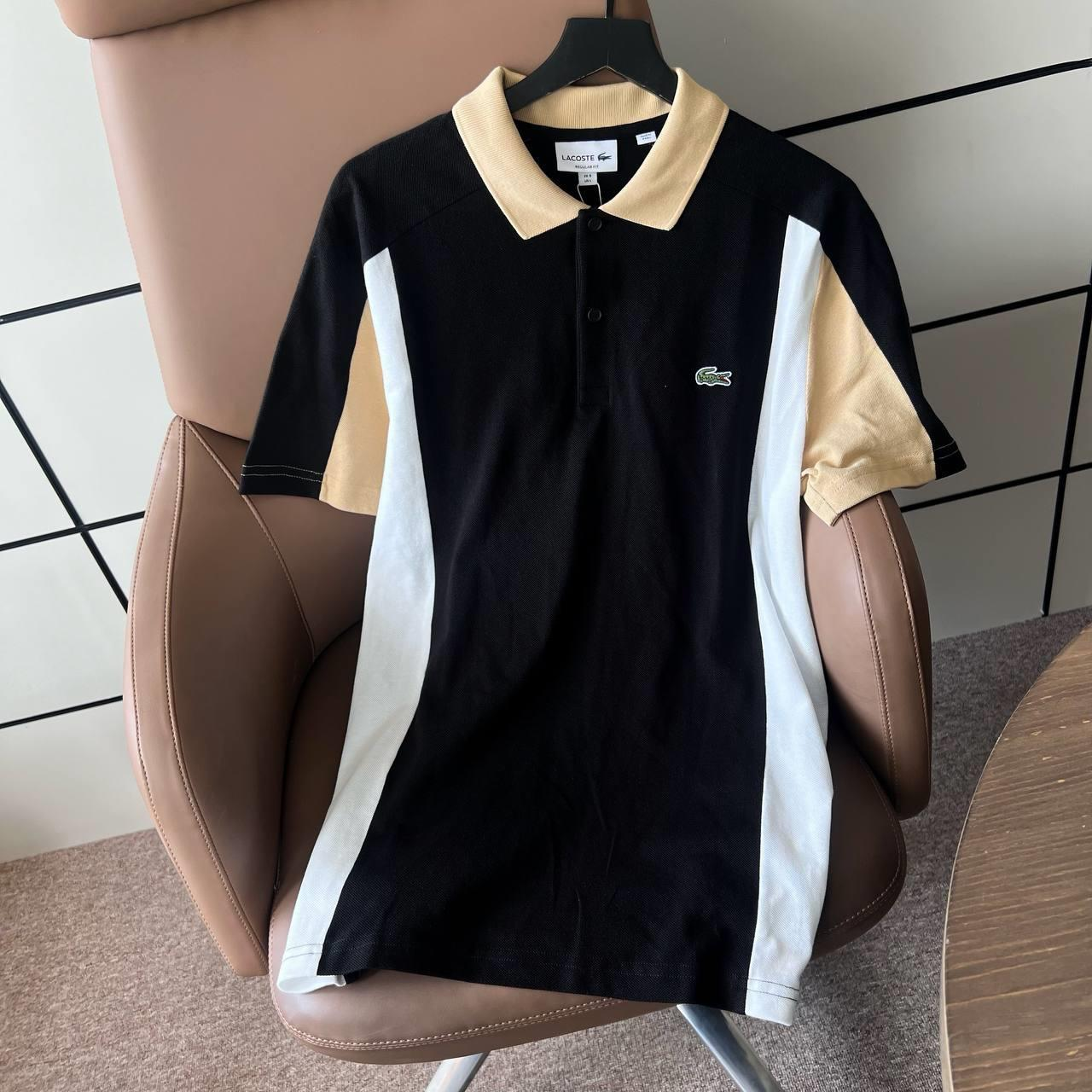 Áo Lacoste Piqué Colorblock ‘Black Begie’ PH1302-51 IKH - Ảnh 4