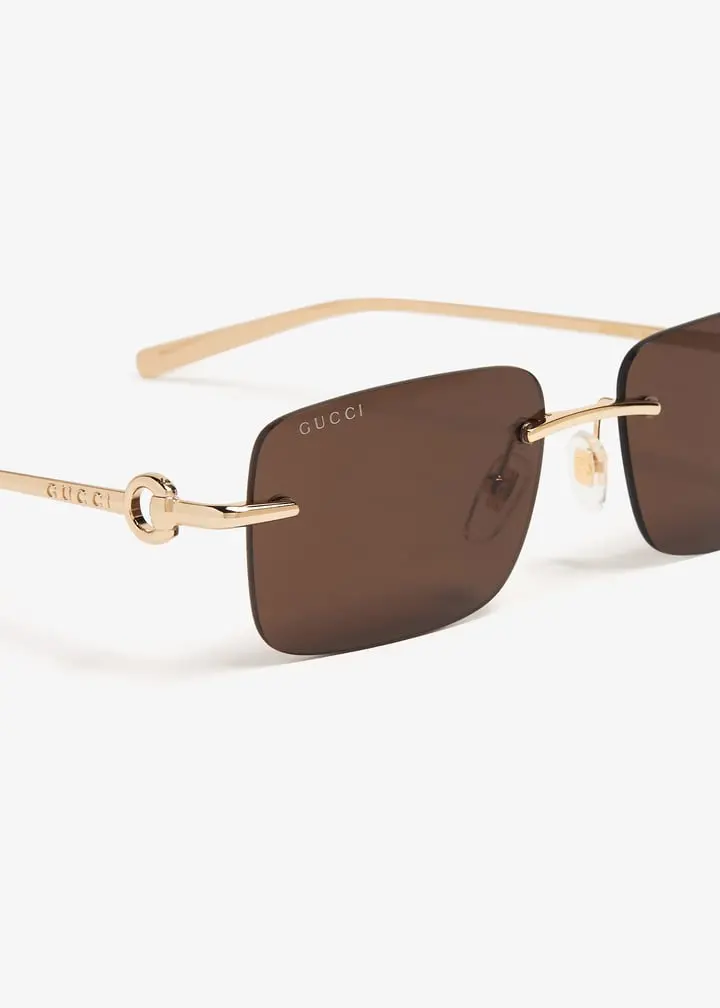Kính Gucci Rectangular Frame Sunglasses 'Brown' 797456-I3330-8023 - Ảnh 3