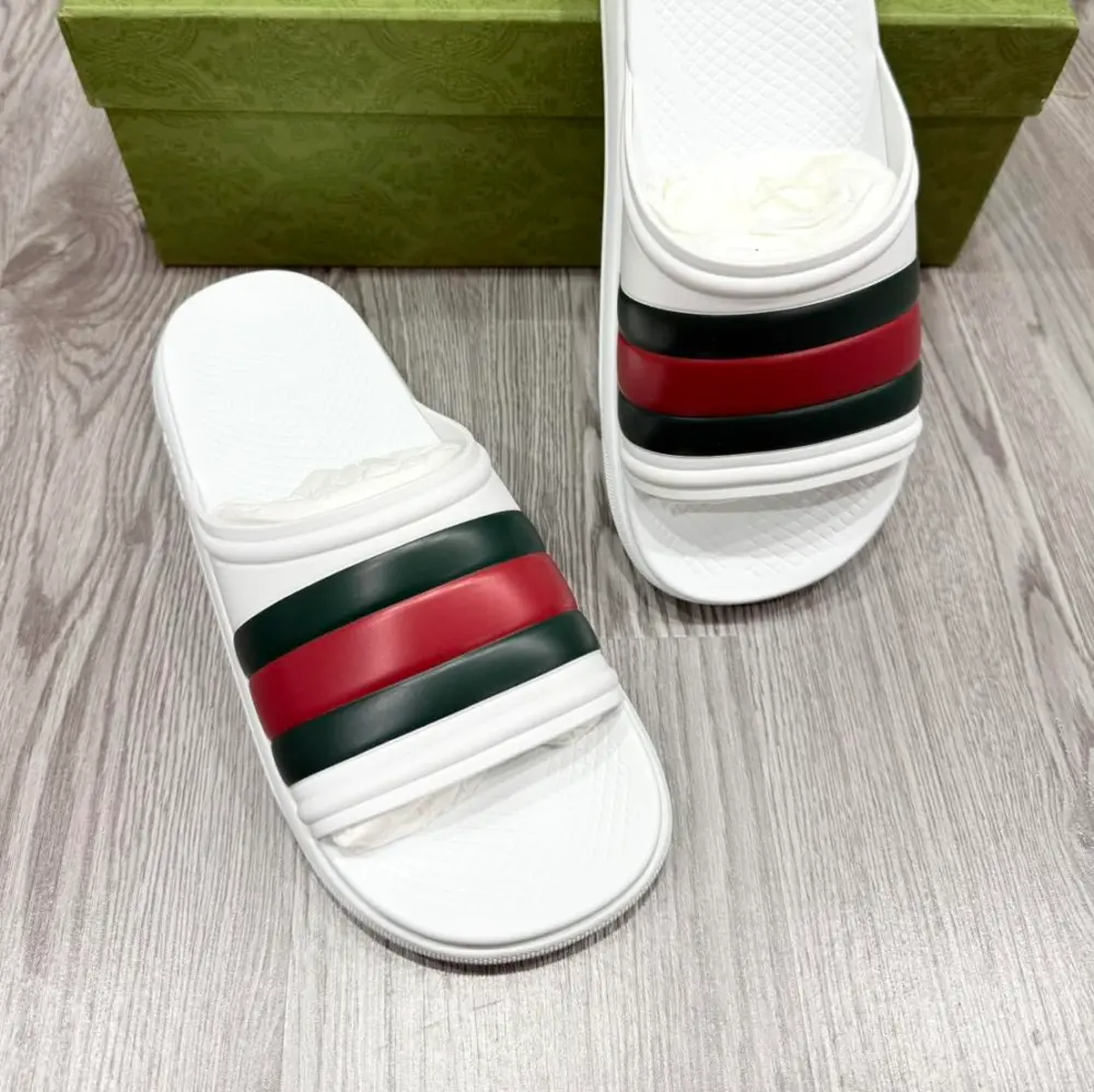 Dép Gucci Ace Web Striped Rubber ‘White’ 780286-J8700-9032 - Ảnh 3