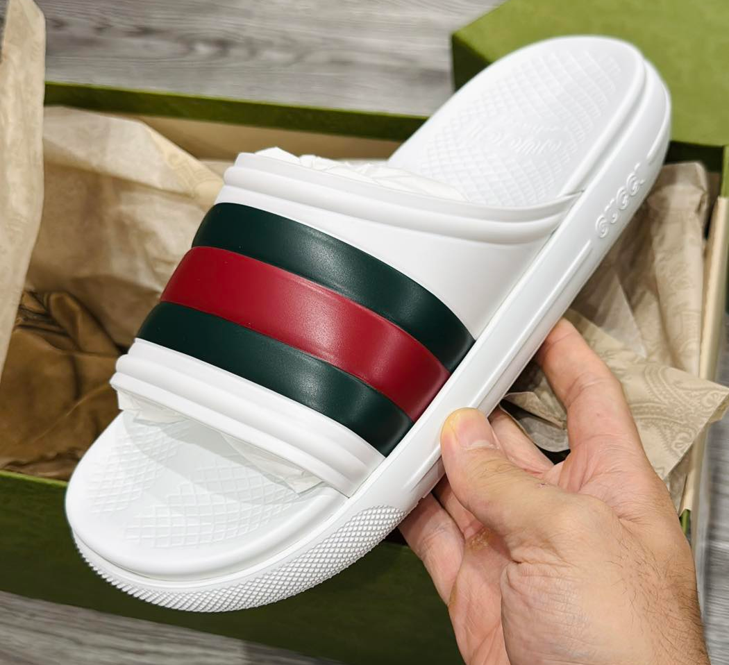 Alternative view of Dép Gucci Ace Web Striped Rubber ‘White’ 780286-J8700-9032