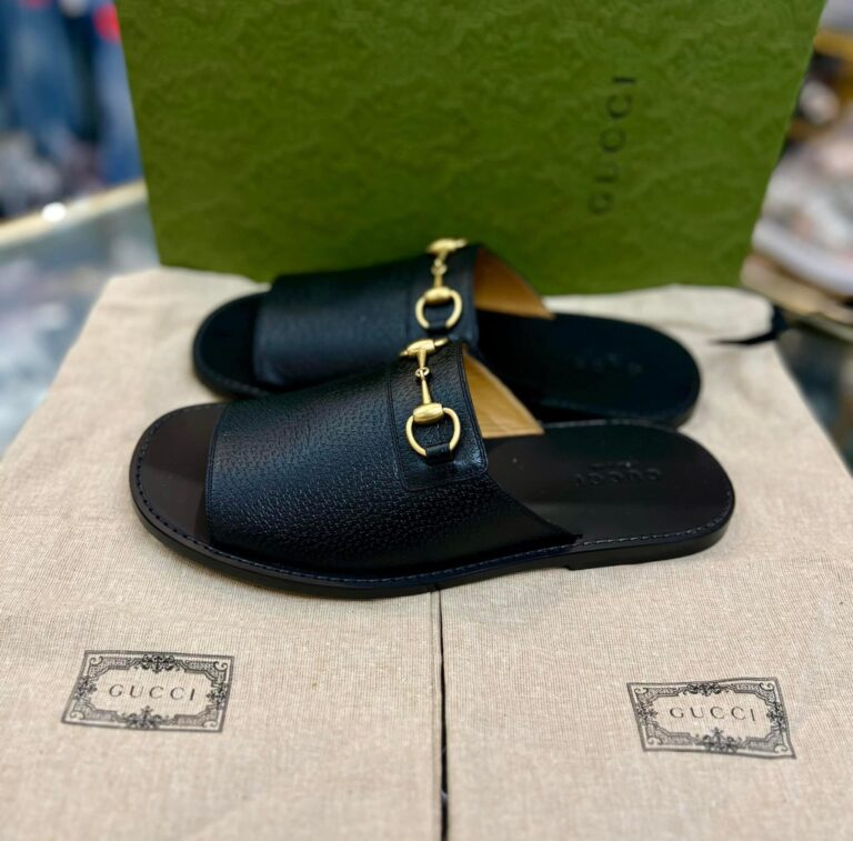Alternative view of Dép Gucci Horsebit Leather Flat Slides ‘Black’ 723624-18A00-1000