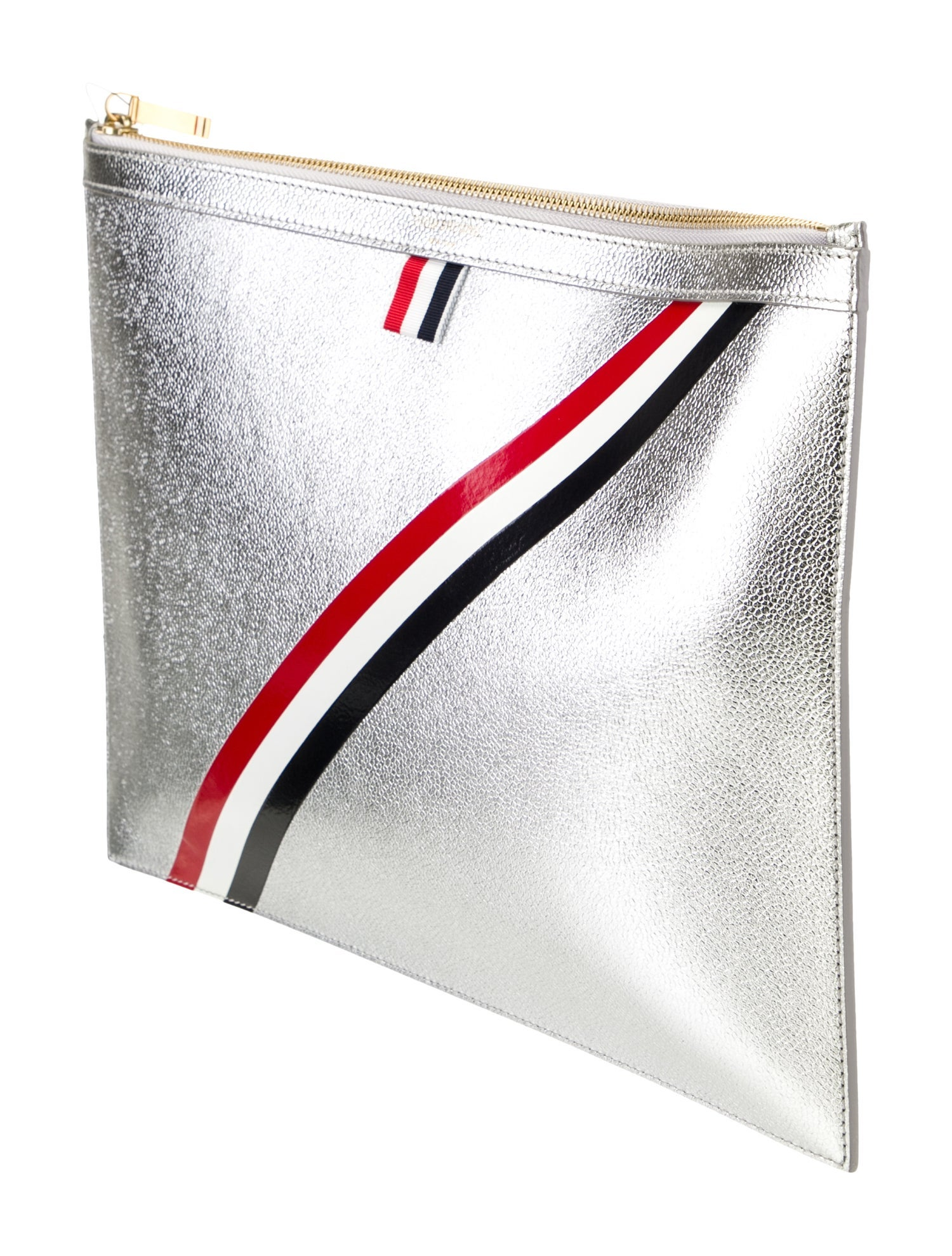 Túi Thom Browne Leather Clutch 'Silver' THO61718 - Ảnh 5