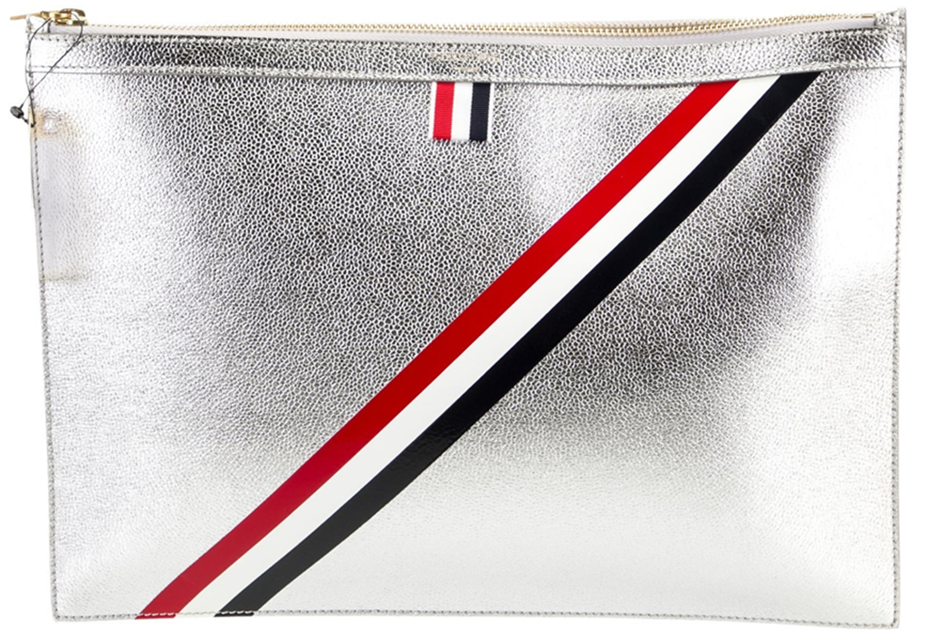 Túi Thom Browne Leather Clutch 'Silver' THO61718