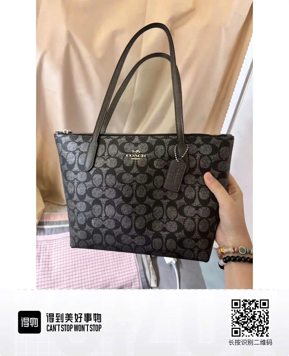 Túi Coach Classic Logo FIONA Zip Tote Bag CW396-SVNI - Ảnh 7