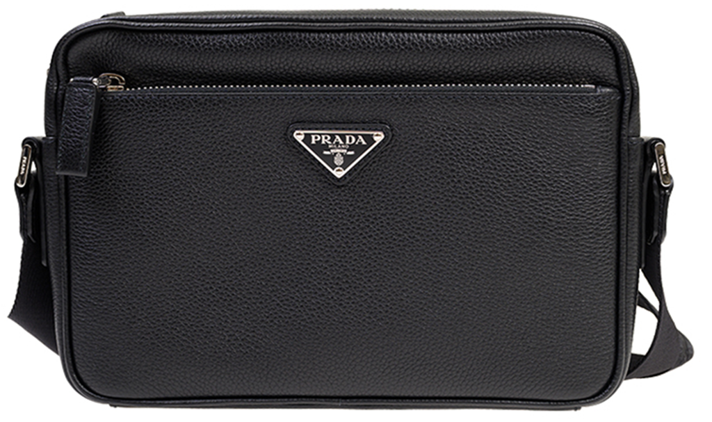 Túi Prada Triangle Logo Lychee Cowhide 'Black' 2VH094