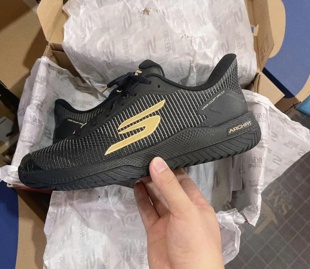 Giày Skechers Viper Court Pro 2.0 ‘Black Gold’ 246109C-BKGD - Ảnh 4
