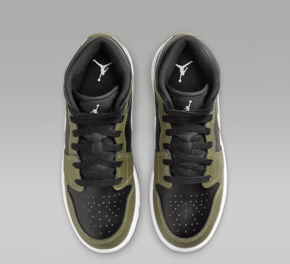 Giày Nike Air Jordan 1 Mid ‘Black White Olive’ DQ8423-092 - Ảnh 5