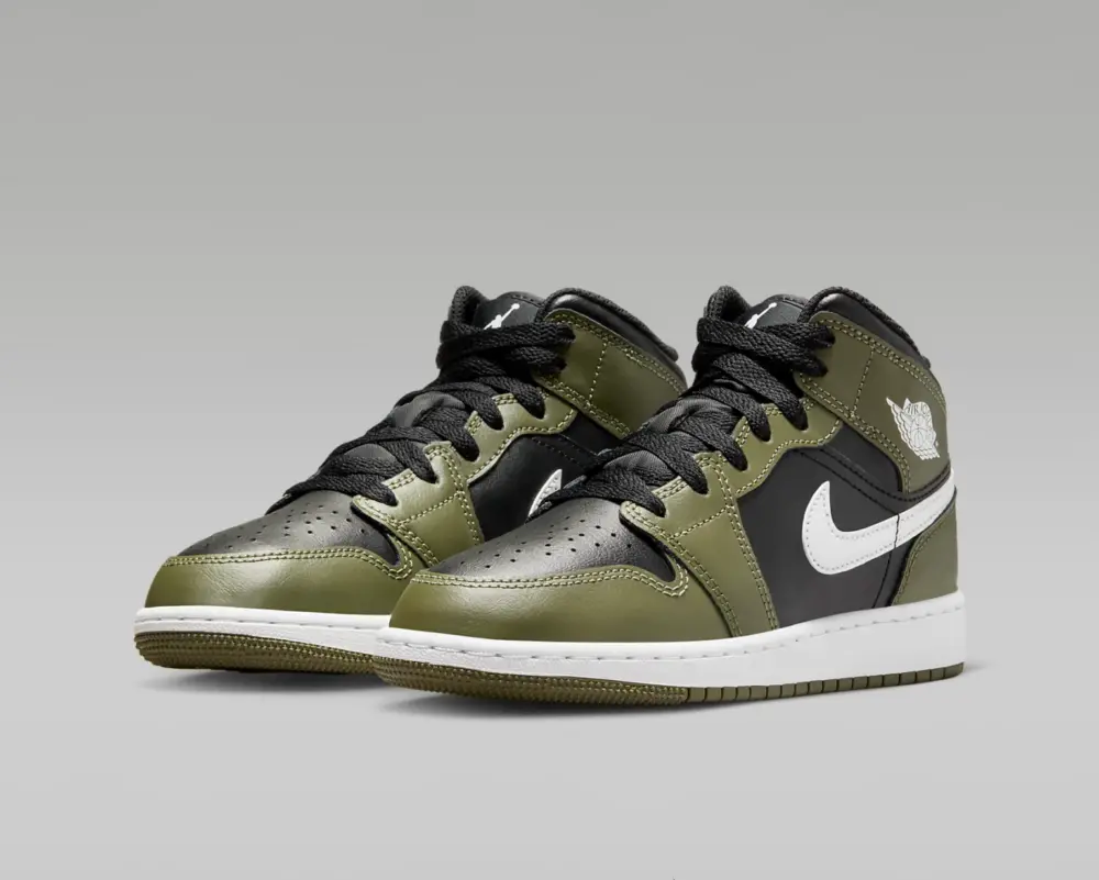 Giày Nike Air Jordan 1 Mid ‘Black White Olive’ DQ8423-092 - Ảnh 4
