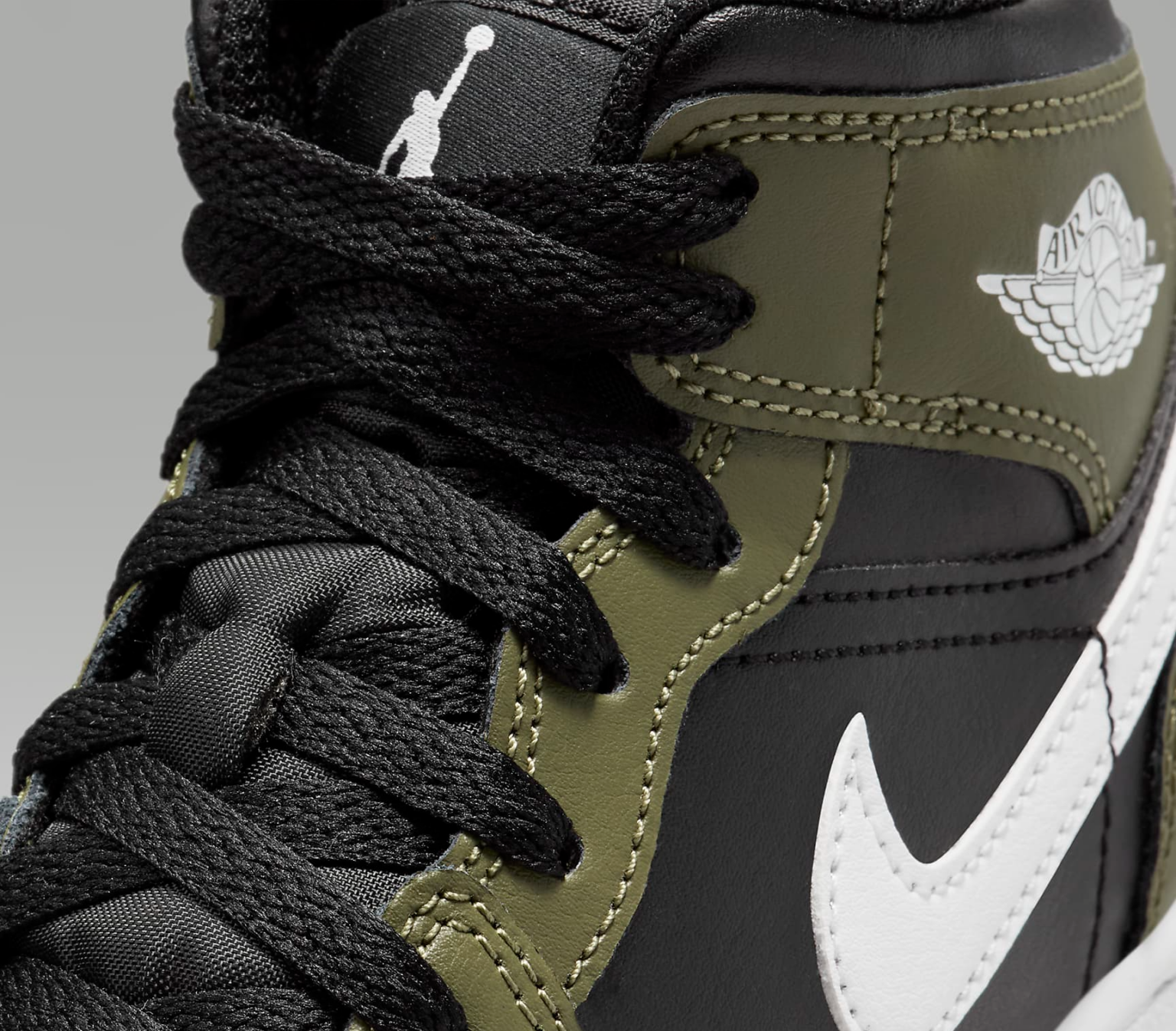 Alternative view of Giày Nike Air Jordan 1 Mid ‘Black White Olive’ DQ8423-092