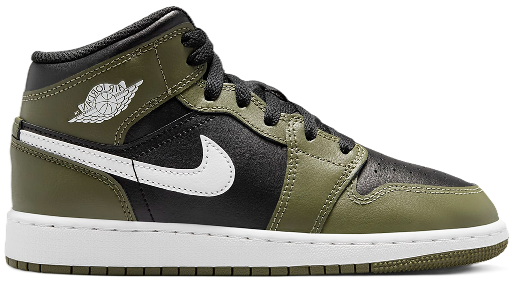 Giày Nike Air Jordan 1 Mid ‘Black White Olive’ DQ8423-092