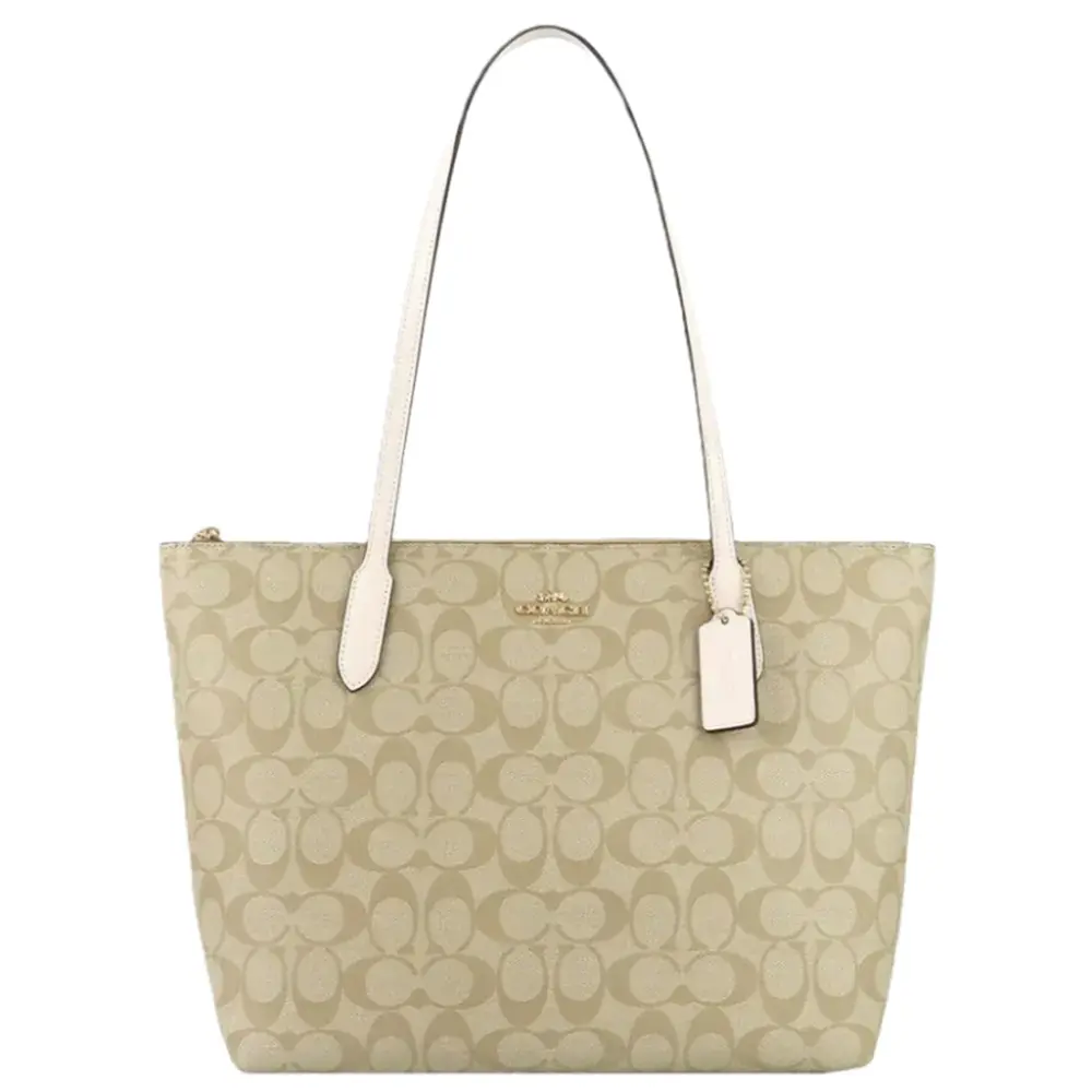 Túi Coach Zip Top Tote In Signature Canvas ‘Beige’ F4455-IMDQC