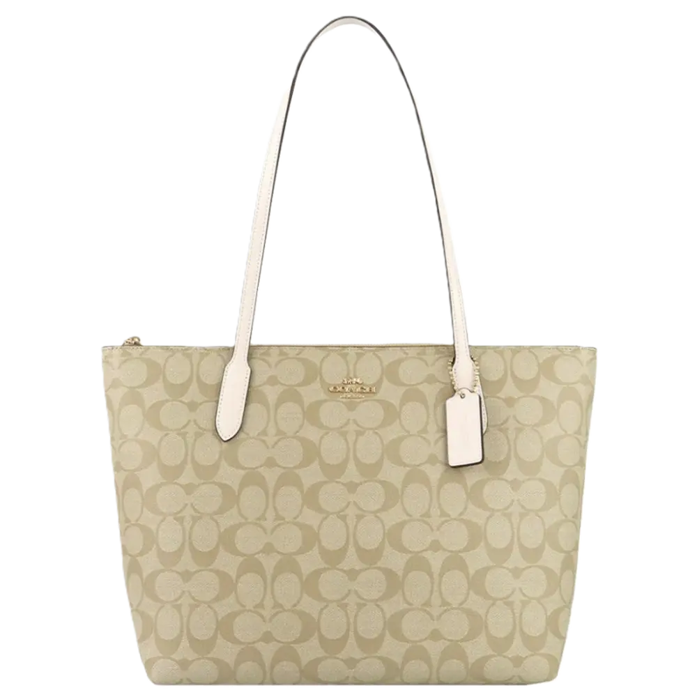 Túi Coach Zip Top Tote In Signature Canvas ‘Beige’ F4455-IMDQC
