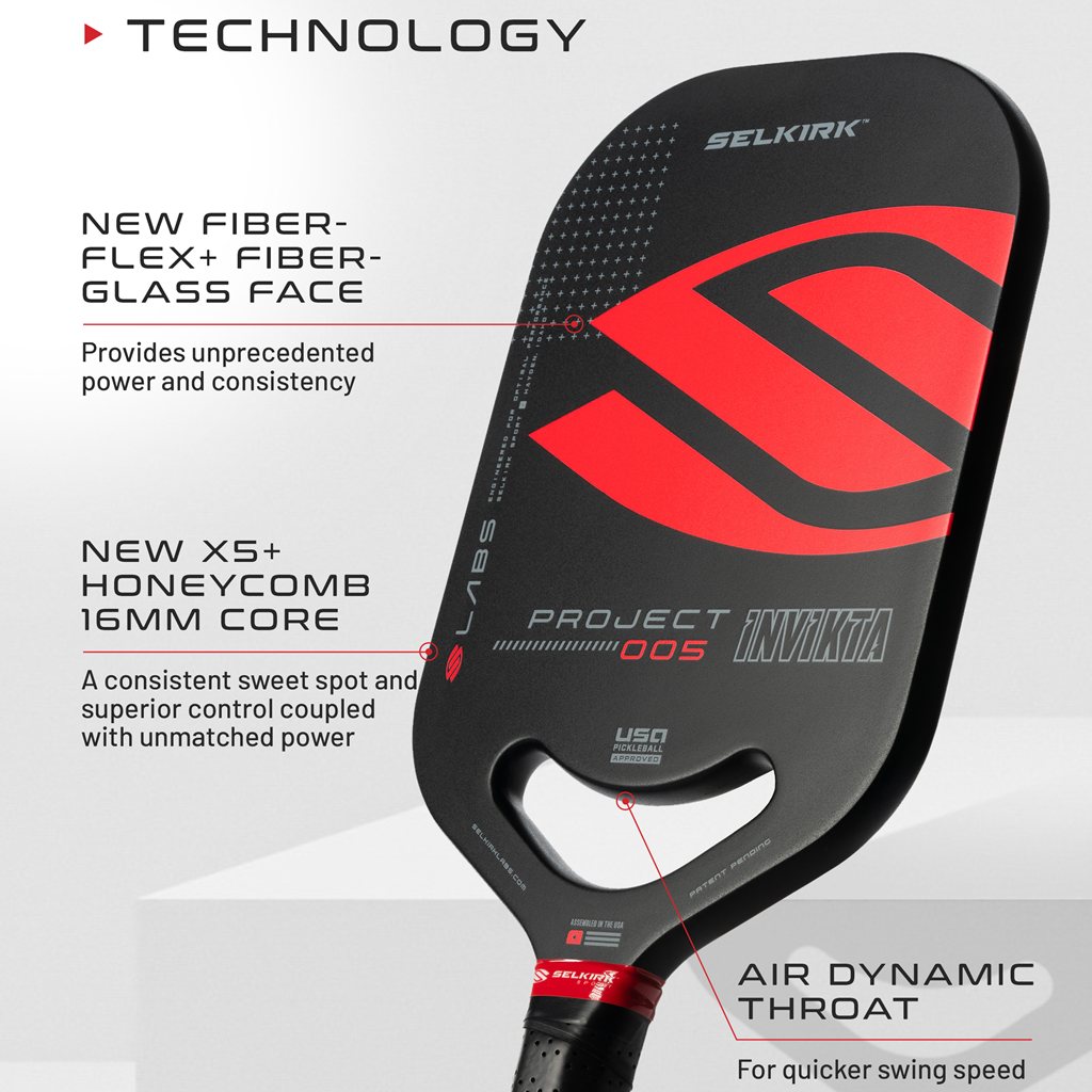 Vợt Pickleball Selkirk LABS Project 005 Invikta 16mm ‘Black Red’ - Ảnh 3